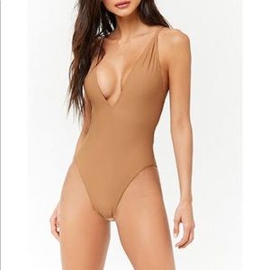 Forever 21 Crisscross Back One piece Nude Swimsuit